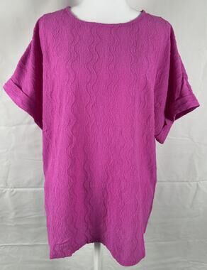 Andrée By Unit NWT Textured Short Sleeve Top – Hot Magenta – Size X-Large